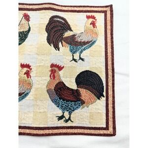 Woven Rooster Placemat Set of 2 Farmhouse Country Kitchen 11.5x18 Tapestry Mats